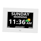 LXBYJKJ 7 Inch Digital Clock with Day and Date for Elderly Alzheimer's Dementia Clock Customizable Alarms and Medicine Reminders 3 Display Modes Large Font Digital Alarm Clock for Seniors White
