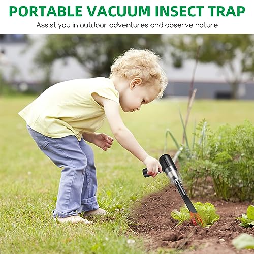 Fruit Fly Catcher Handheld Bug Vacuum Catcher with 9000PA&LED, Lightweight Rechargeable Insect Traps Indoor Outdoor Bug Vacuum Bug Moth Gant Cockroach Small Spider Catcher and Release with Insect Cage