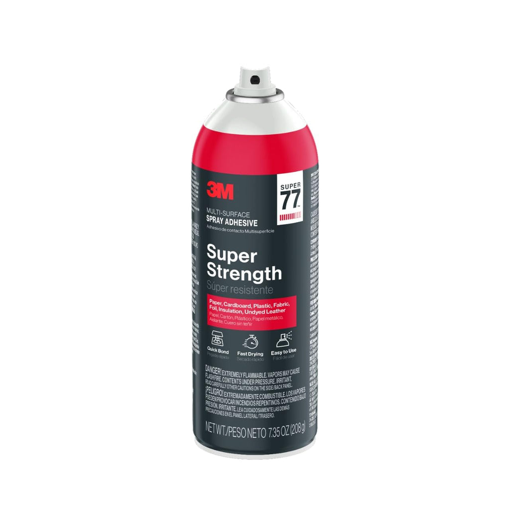 3M Super 77 Multi-Surface Spray Adhesive, 7.35 oz., Low VOC, Quick Bond, Fast Drying, Clear Finish for Foil, Foam, Paper, Metal, Plastic, Fabric, and Cardboard (77-10-NAT), 4-Pack