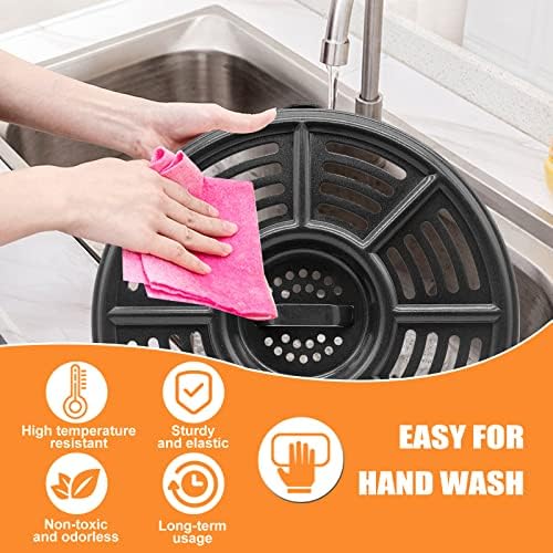Air Fryer Grill Pan for Ninja Air Fryers, Round 8.2 IN Premium Grill Plate Tray Replacement Parts with Rubber Bumpers for Ninja Foodi, Non-Stick, Dishwasher Safe