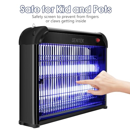 Mosquito Zapper, Electric Bug Zapper Indoor, Powerful Fly Insect Killer Repellent Lamp Outdoor Patio, Home Pest Control Bug Catcher Eliminator for Gnat Fruit Fly Moth w/Replacement Bulb (Black)