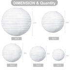 BEISHIDA 10Pcs White Paper Lanterns Decorative Chinese/Japanese Hanging Round Paper Lanterns Lamp for Birthday, Wedding, Christmas, Bridal, Home Decor, Party Decoration(Size of 4”, 6”, 8”, 10”)