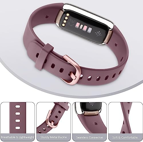 4 Pack Bands for Fitbit Luxe Bands, Soft Silicone Wristband Replacement Strap for Fitbit Luxe/Luxe Special Edition Fitness Tracker Women Men (Light Pink/Starlight/Smoke Violet/Milk Tea, Small)