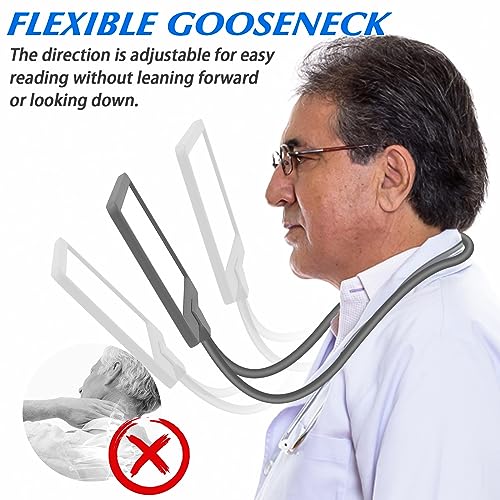 NZQXJXZ 5X Magnifying Glass for Reading Hands Free Flexible Gooseneck Magnifier Large Full Book Page Magnifier for Neck Wear Low Eyesight Seniors Repair Sewing Cross Stitch