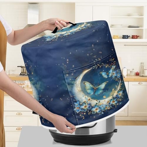 Moon Butterfly Dust Cover for 3 qt Instant Pot Pressure Cooker,Cloth Cover with Pockets for Holding Extra Accessories,Waterproof Easy Cleaning,Can Ironable