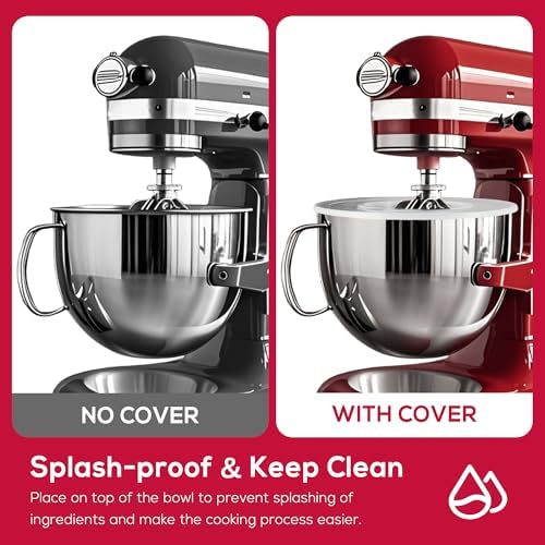7 QT Stainless Steel Mixing Bowl with Lid for KITCHENAID BOWL-LIFT STAND MIXERS, Dishwasher Safe Replacement Bowl with Handle & Mixer Bowl Cover Set