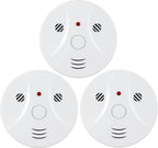 3 Pack Combination Smoke and Carbon Monoxide Detector Battery Operated, Travel Portable Photoelectric Fire&Co Alarm for Home, Kitchen