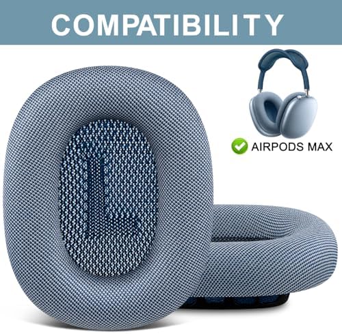 SOPROM Ear Pads Replacement for Airpods Max Over-Ear Headphones, Earpads Cushions with Durable Mesh Fabric, Softer Foam - Sky Blue