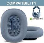 SOPROM Ear Pads Replacement for Airpods Max Over-Ear Headphones, Earpads Cushions with Durable Mesh Fabric, Softer Foam - Sky Blue