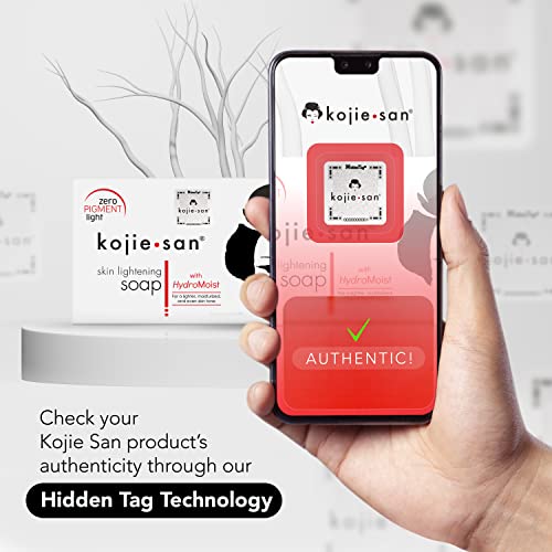 Kojie San Skin Brightening Soap - Original Kojic Acid Soap that Reduces Dark Spots, Hyperpigmentation, & Scars with Coconut & Tea Tree Oil- 135g x 4 Bars