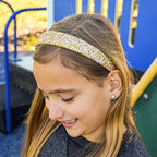 FROG SAC Glitter Headbands for Girls, Gold, Hair Accessories for Little Girl, Sparkly Wide Yellow Hair Band for Kids, Cute Alice Headband for Toddler Children, Thick Sparkle Bling Hairband