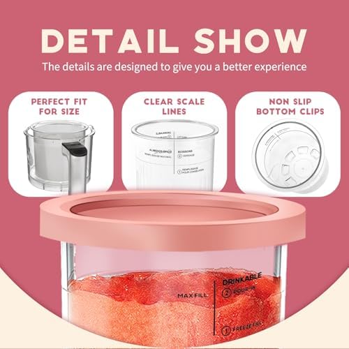 for Ninja Creami Deluxe 11-in-1 Cups and Lids - 4 Pack 24oz Replacement Containers Compatible with NC500 & NC501 Series Ice Cream Makers Deluxe | Airtight, Anti-Slip, Dishwasher Safe