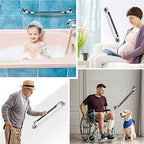 2 Pack 24 Inch Anti Slip Shower Grab Bar Handles, ZUEXT Chrome Stainless Steel Knurled Bathroom Balance Bar, Safety Hand Rail Support,Handicap Elderly Injury Senior Assist Bath Handle£¨1.25" Diameter)