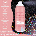Boko Body Glitter Spray, 60ML Holographic Silver Glitter Spray for Body Hair Clothes, Quick-Drying and Long-Lasting Glitter Hairspray Body Shiny Spray for Mardi Gras Concert Party Rave Accessories