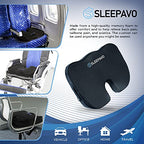 Sleepavo Black Memory Foam Seat Cushion for Office Chair - Cooling Gel Pillow for Sciatica, Coccyx, Lower Back, Tailbone Pain Relief Cushion - Chair Pad for Lumbar Support in Office Desk, Car