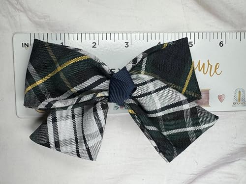 Plaid Hair Bow with Tail/Back to School Uniform Plaid Fabric/First day of School/Plaid Accessories/Alligator Clip/School Uniform Plaid (Plaid 45)