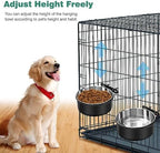 Dog Crate Water Bowl No Spill, 2 Pack Dog Crate Bowls Hanging, Kennel Water Food Bowls Mountable, Pet Cage Accessories Feeder Dish, Stainless Steel Coop Cup for Cat Puppy Bunny Guinea Pig Ferret Bird
