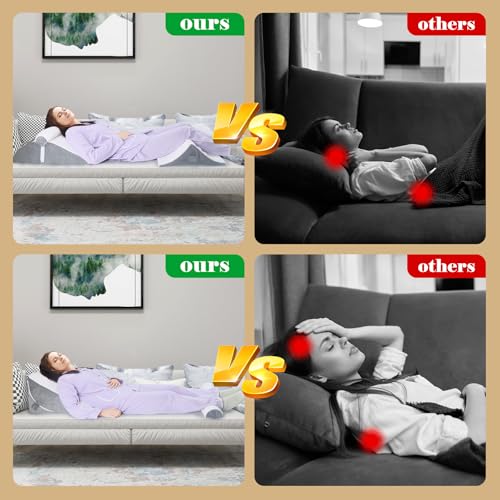 BEYOUDO Bed Wedge Pillow for Sleeping, Adjustable Wedge Pillow Set for After Surgery, Elevated Triangle Pillow for Back Pain Relief, Acid Reflux, Leg Support, White/Gray