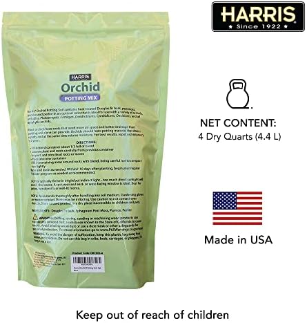 Harris Premium Orchid Potting Mix, Optimal Coarse Mix for All Types of Orchids, 4qt