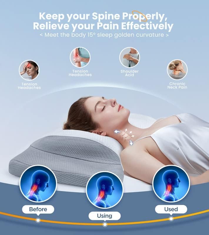 Gadole Elevate Sleeping Cervical Neck Pillow for Pain Relief, Healthy Spine Restore Memory Foam Pillows Fit Shoulder Perfectly, Adjustable Ergonomic Pillow, Bed Pillow for Side Back Stomach Sleeper