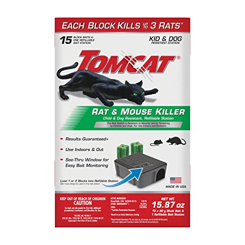 Tomcat Rat and Mouse Killer Child and Dog Resistant, Refillable Station, 2-Pack (2 Bait Stations Plus 30 Refills)