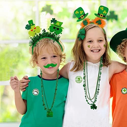 Winlyn 58 Pcs St. Patrick's Day Novelty Jewelry Assortment: Necklaces, Head Boppers, Bracelets, Mustaches, Tattoos & Accessories for St. Patty's Day Irish Party Decor