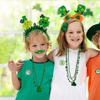Winlyn 58 Pcs St. Patrick's Day Novelty Jewelry Assortment: Necklaces, Head Boppers, Bracelets, Mustaches, Tattoos & Accessories for St. Patty's Day Irish Party Decor