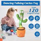 Dancing Talking Cactus Toy for Baby Toddler, Boys Girls Gifts Singing Mimicking Cactus Toy Recording Repeating What You Say Cactus Baby Toy with 120 English Songs (Talking Cactus-Adjustable Volume)