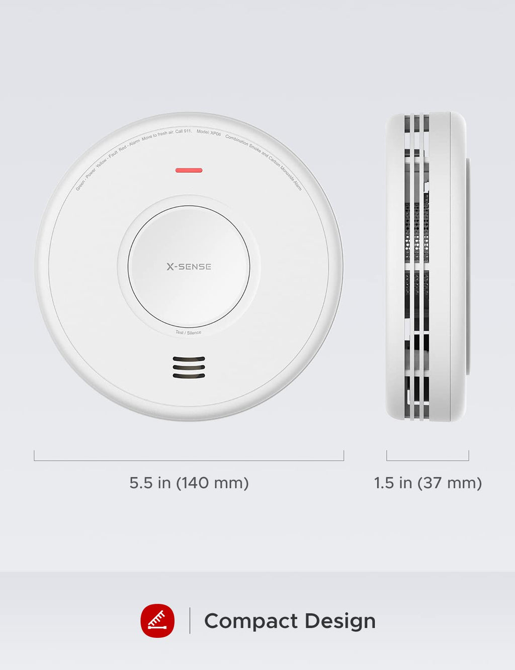 X-Sense AC Hardwired Combination Smoke and Carbon Monoxide Detector, Hardwired Interconnected Smoke and CO Detector Alarm with Replaceable Battery Backup, XP06, 6-Pack