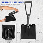 ORIENTOOLS Snow Shovel, Folding Snow Shovel for Snow Removal, Lightweight Portable with D-Grip Handle and Durable Aluminum Edge Blade, Emergency Snow Shovel for Car, Truck, Camping (Black, Blade 9")