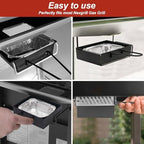 Grill Drip Pan for Nexgrill Replacement 720-0888N, Grease Pan/Box for Nexgrill 4 Burner 720-0830H Gas Grill,Grease Catcher for Cuisinart CGG-8500 with5pack Aluminum Foil Liner