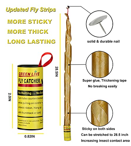 40 Rolls Fly Strips - Fly Tapes Fly Paper Sticky Fly Trap Indoor/Outdoor Hanging,Fly Catcher Fly Ribbon Fungus Gnat Trap Fruit Fly Killer for House/Kitchen/Plants/Horse Stable (40Roll)