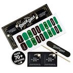 TOUGH GIRLS | 20 Exquisite Gel Nail Polish Strips w/Application Accessories - No UV/LED Lamp Required (Football & Green Glitter)