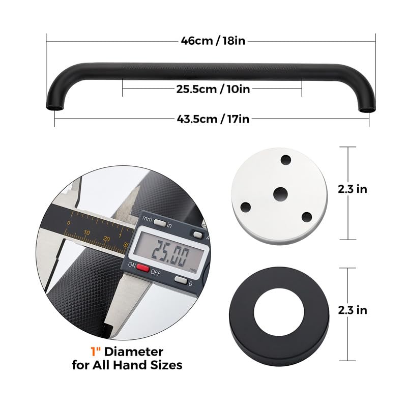 Grab Bars for Shower, 1 Pack 18-Inch Anti Slip Shower Handles for Elderly, Safety Shower Grab Bar, Stainless Steel Handicap Grab Bars for Bathroom (Black 1" Diameter)