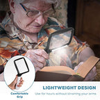 Folding Handheld Magnifying Glass with Light, 3X Large Rectangle Reading Magnifier with Dimmable LED for Seniors with Macular Degeneration, Newspaper, Books, Small Print, Lighted Gift for Low Visions