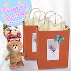 BagDream Gift Bags 8x4.25x10.5 100Pcs Kraft Paper Gift Bags with Handles Bulk, Halloween Party Favor Retail Shopping Craft Bags (Orange)
