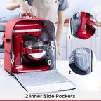 BAGSPRITE Stand Mixer Cover with Appliance Sliders Base Compatible with KitchenAid Mixer-Storage Bag for 4.5/5 Quart with Pockets for Kitchen Aid Accessories and Attachments