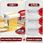 Pasta Maker Attachment for KitchenAid Stand Mixers 3 in 1 Pasta Machine Includes Pasta Sheet Roller, Spaghetti & Fettuccine Cutters, with Cleaning Brush - Premium Accessories for Homemade Pasta