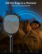 YISSVIC Electric Fly Swatter Bug Zapper Racket Rechargeable Mosquito Killer with LED Light for Indoor Home Office Backyard Patio Camping (Black)