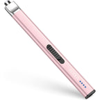 REIDEA Electric Lighter R1 Flat Candle Lighter, Windproof Flameless USB Rechargeable Arc Lighter with Safe Button and Power Indicator for Candle, BBQ and Fireworks, Rose Gold