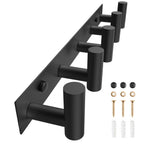 Black Hat and Coat Wall Mount Rack 5 Hooks for Robes, Bags, Keys, and Towels Bathroom Towel Hanger Organizer (1 Pack)