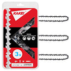 KAKEI 18 Inch Chainsaw Chain 3/8" LP Pitch, 050" Gauge, 62 Drive Links Fits Poulan, Kobalt, Echo, Ego, Greenworks and More- S62 (3 Chains)
