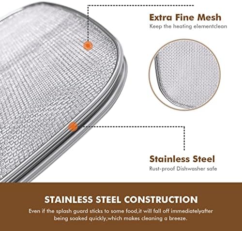 Stainless Steel Splatter Shield for Ninja Foodi AG301, Air Fryer Accessories for Ninja Foodi 5-in-1 Indoor Grill, Replacement Parts Splatter Screen for Ninja Foodi AG300, AG300C,AG301C, AG302, AG400