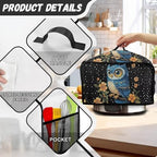 Floral Owl Crock Pot Covers For Kitchen Counter Electric Appliance Protector, Dust Protection Pressure Cooker Cover for 8 Quart Instant Pot and Air Fryer Accessories