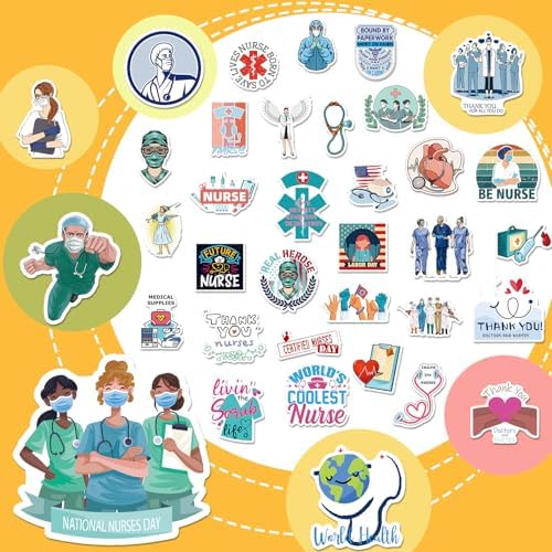 Nurse Stickers, Positive Stickers 300PCS Waterproof Vinyl Inspirational Stickers for Laptop, Bumper, Water Bottles, Computer, Nurse Accessories for Work
