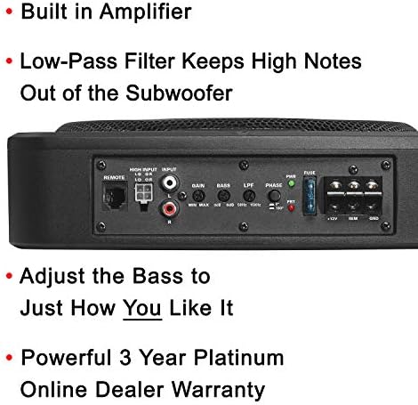 BOSS Audio Systems BAB10 Amplified Car Subwoofer - 1200 Watts Max Power, Low Profile, 10 Inch Subwoofer, Remote Subwoofer Control, Great for Vehicles That Need Bass But Have Limited Space