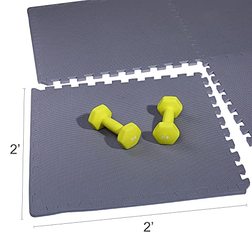 BalanceFrom Puzzle Exercise Mat with EVA Foam Interlocking Tiles for MMA, Exercise, Gymnastics and Home Gym Protective Flooring, 1/2" Thick, 48 Square Feet, Gray