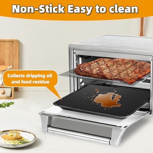 Air Fryer Liners Reusable Compatible with Breville Smart Oven Air Fryer Pro BOV900BSS, Liners for Bottom of Oven Non-Stick Mats for Baking, Cooking, Air Fryer Accessories, w/3x Liners + 3x Mesh