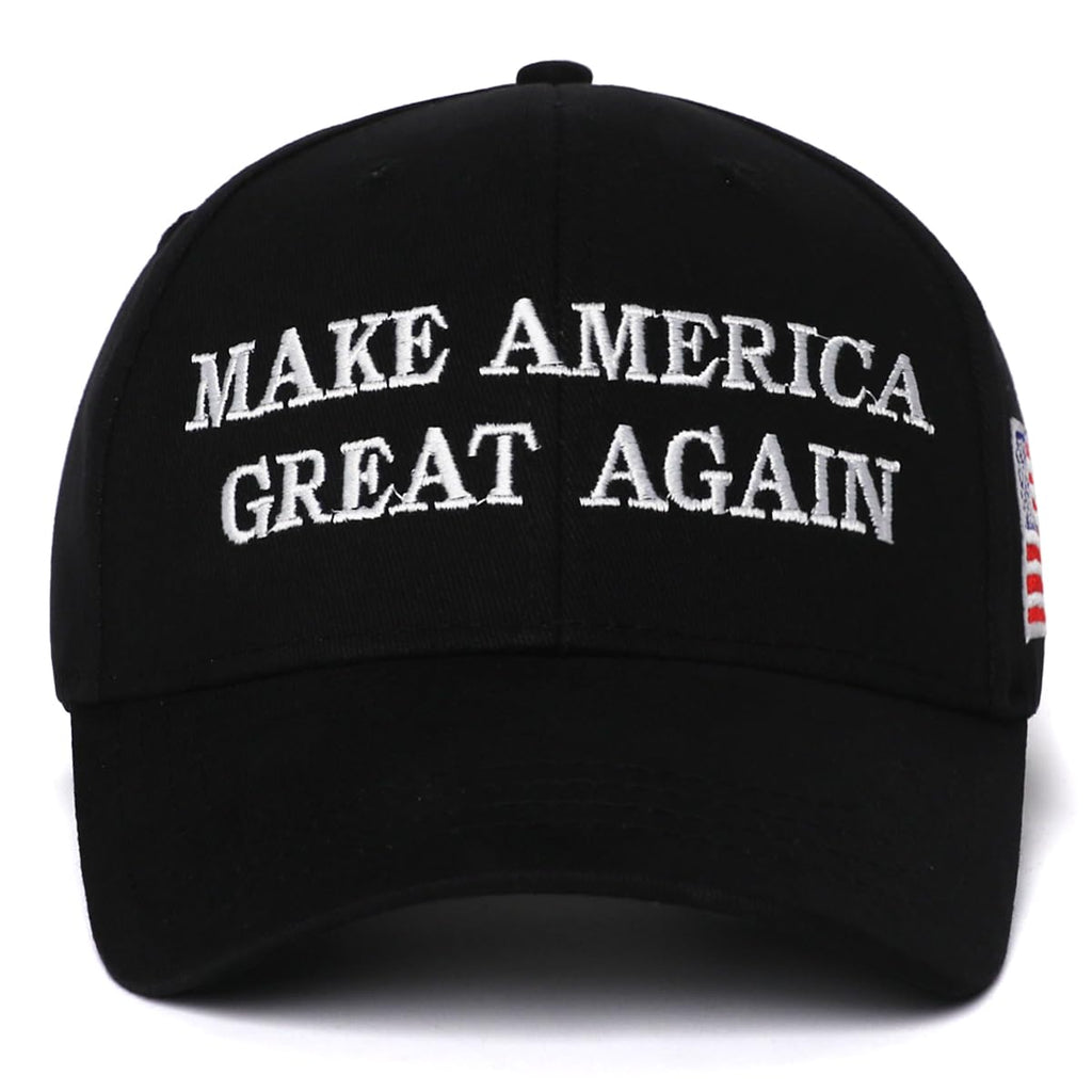 MAGA Hat Trump 2024,Embroidered Make America Great Again Donald Trump Slogan Hat and American Flag Adjustable Baseball Cap (2pcs Black MAGA and Flag)