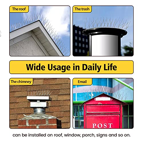 KKY 48 Pack Bird Spikes –13 inch Anti-Bird Nails Bird Repellent Metal Bird Deterant Spinners of Stainless Steel Bird Spikes for Pigeon and Other Small Birds 51.9 Feet
